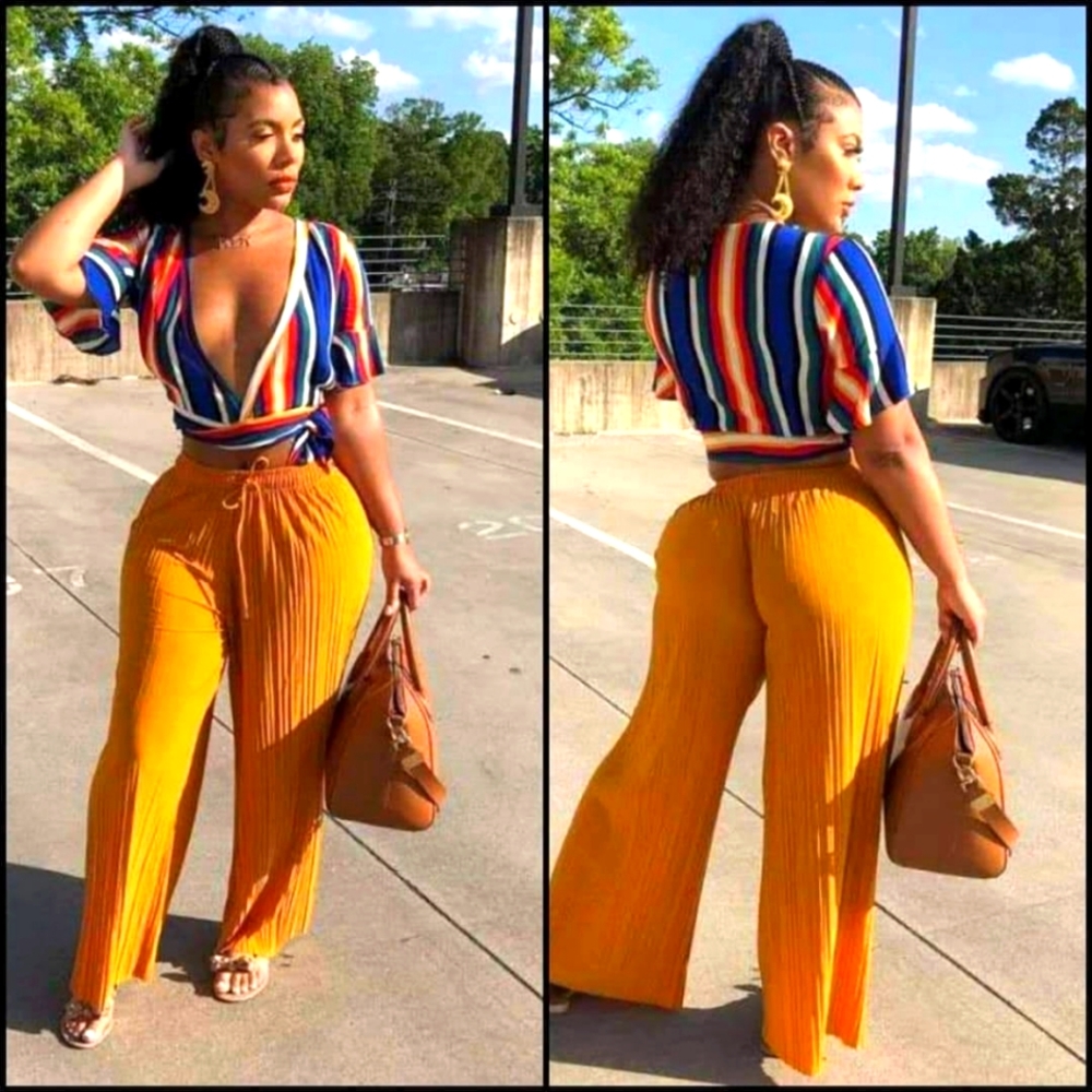 Multi-colored Striped Crop Top with Waist Tie 🌈